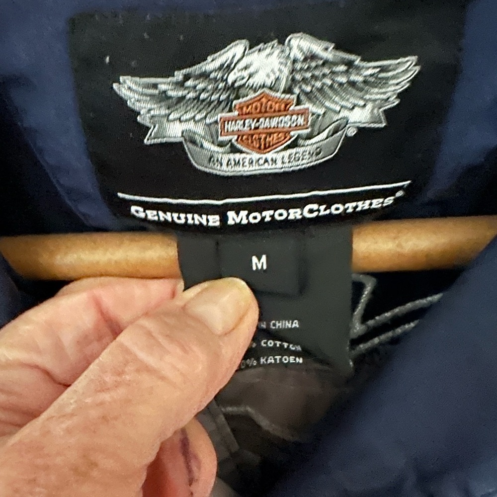 Harley-Davidson Navy and Gray Short Sleeve Button-Up Shirt - Picture 2 of 6
